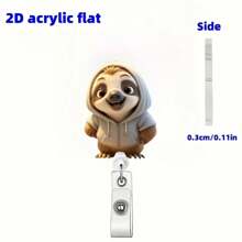 可爱树懒设计伸缩徽章卷轴夹，适用于护士、护理ID姓名标签、医学生、医生、注册护士、实习护士ID卡夹，带夹伸缩卡卷轴，适用于工作