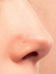 6pcs 925 Sterling Silver Nose Rings Studs L Shaped Nose Piercing 1.5mm Clear Crystal For Women Men 24G