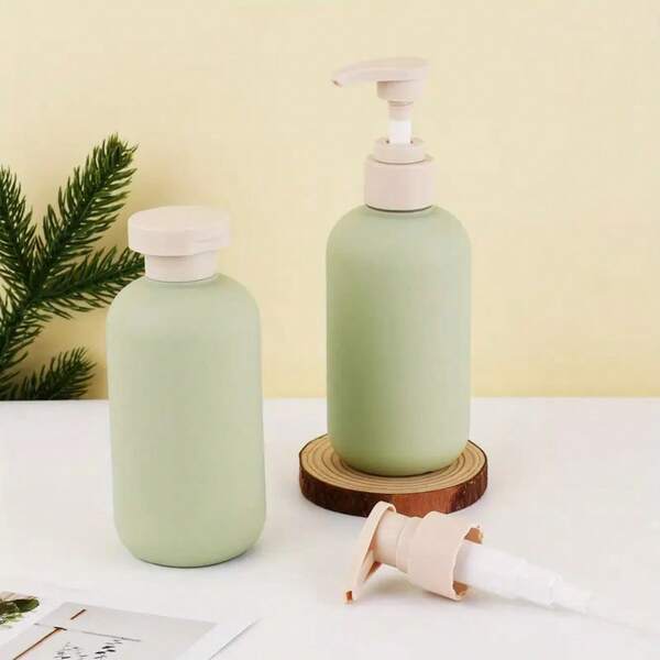 قنينتان عبوات شامبو للسفر مزودة بغطاء قلاب ومضخة، سعة 200مل أوانٍ محكمة تسرب للسفر للمستلزمات الشخصية والشامبو والبلسم