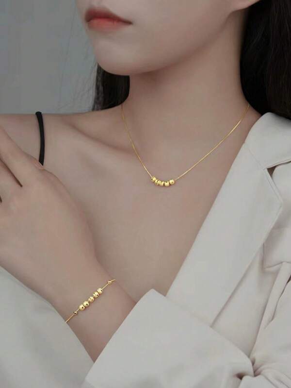 قلادة معدنية قطعة واحدة، قلادة فضية، قلادة من الفولاذ المقاوم للصدأ بخمسة أبراكات، مجوهرات خرزية عصرية، قلادة نسائية شائعة، هدية للأم، الحبيبة، عيد الميلاد، تميمة محظوظة، مناسبة لمختلف المناسبات