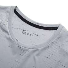 Under Armour Áo thun thể thao cổ tròn unisex, thoáng khí, thấm mồ hôi, nhanh khô, tay ngắn màu xám ôm vừa vặn, áo thun bóng đá dệt kim tay ngắn màu trơn đơn giản thường ngày 25500518-009 - Xám - Xem 3