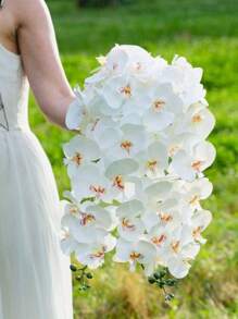 1/3 piezas -70cm Orquídea Phalaenopsis artificial, Tallo de orquídea de toque real de cabeza grande y colorida, Corona de orquídea artificial de estilo clásico, Orquídea Phalaenopsis de seda decorativa, Ramas de flores artificiales para decoración del hogar, Decoración de boda blanca, Decoración de Pascua, Decoración del Día de la Madre, Decoración del Eid al-Adha