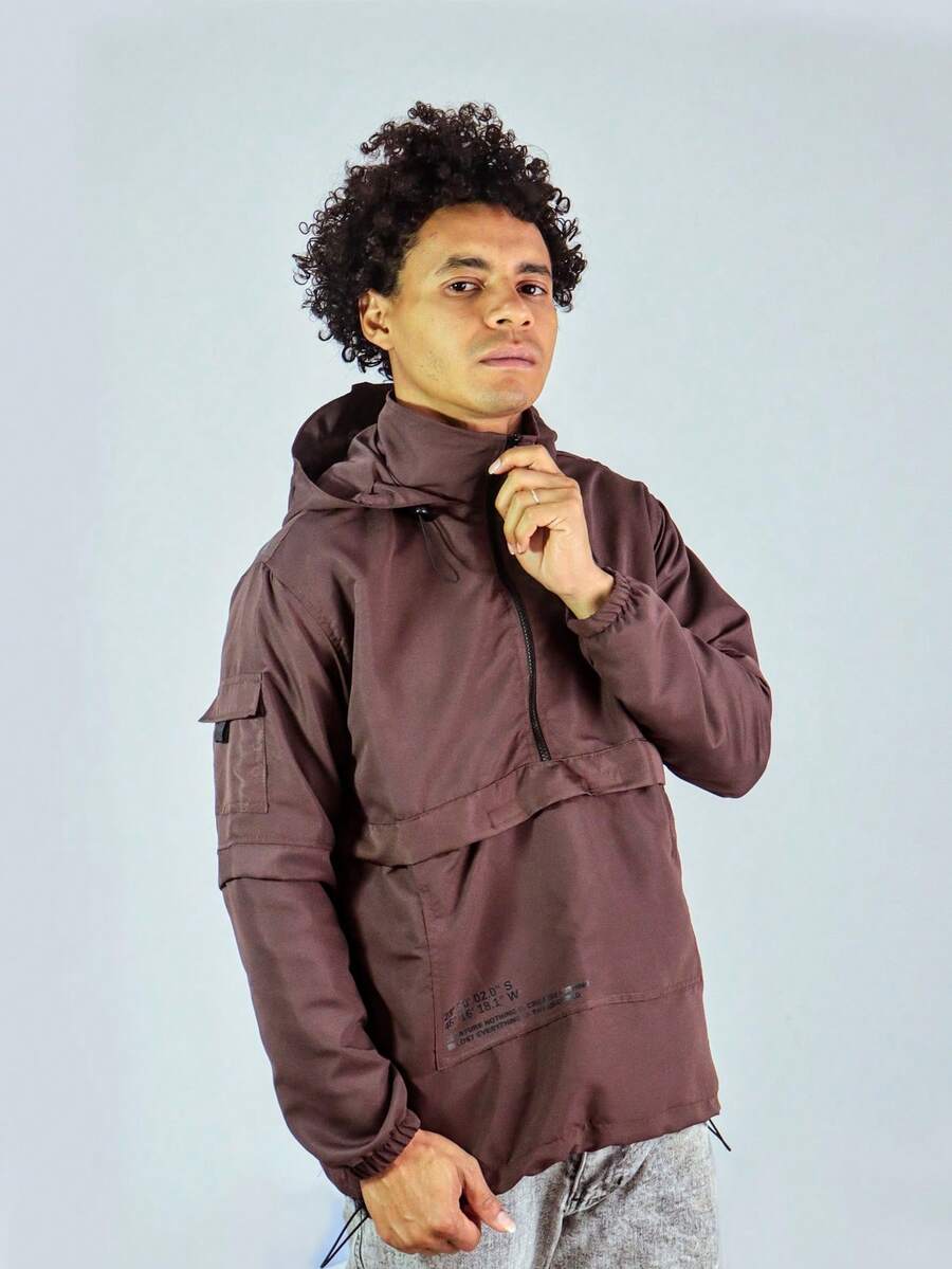 ANORAK URBAN CHAMELEON WINDCUT JACKET HOOD Autumn Spring Oversized Knot Zipper Men's - 鏽棕色 - 查看 1