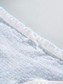 3Pcs Cute Floral Print Ladies Elegant Blue Color Thong Panty Set, Soft, Breathable, Comfortable Underwear With Bow Detail, Suitable For Yoga, Fitness, Sleep And Casual Wear, Yoga Lingerie | Playful Pattern | Soft Texture, DORSU - Multicolor - View 5