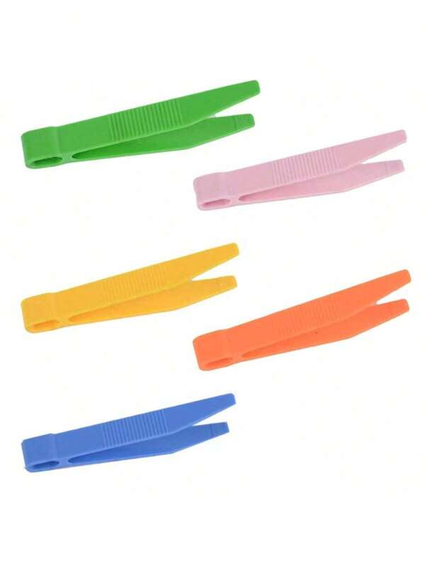 5/10pcs Multi-Color Plastic Tweezers Set - Durable, Precise Grip, Suitable For DIY Beading, Science Experiments And Office Proofreading