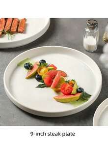 8寸日式黑线白陶瓷盘（1个/2个/4个）、8寸日式黑线白陶瓷盘1个+8.5寸压花圆盘1件套、8寸日式黑线白陶瓷盘1个+9寸牛排盘1件套、8寸日式黑线白陶瓷盘1个+8.66寸草帽盘1件套 - 黑與白 - 查看 11