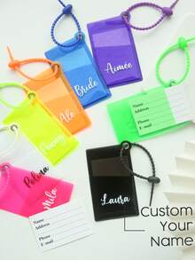 1pc Personalized Name Colorful Luggage Tag For Suitcases Customized Monogram Name PVC Luggage Tags With Name Card Custom Unique Tag Travel Bag Backpack Tags Gift TagsTravel Accessories Handmade Chic Travel Gift Birthday Bridesmaid Gifts For Friends - Multicolor - View 3