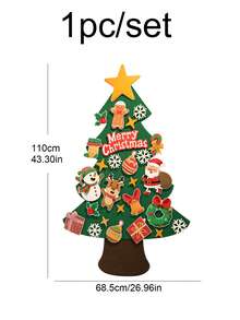 1 Set Christmas Felt Tree Hanging Decor DIY Paste Pattern Scene Background Wall Party Decoration