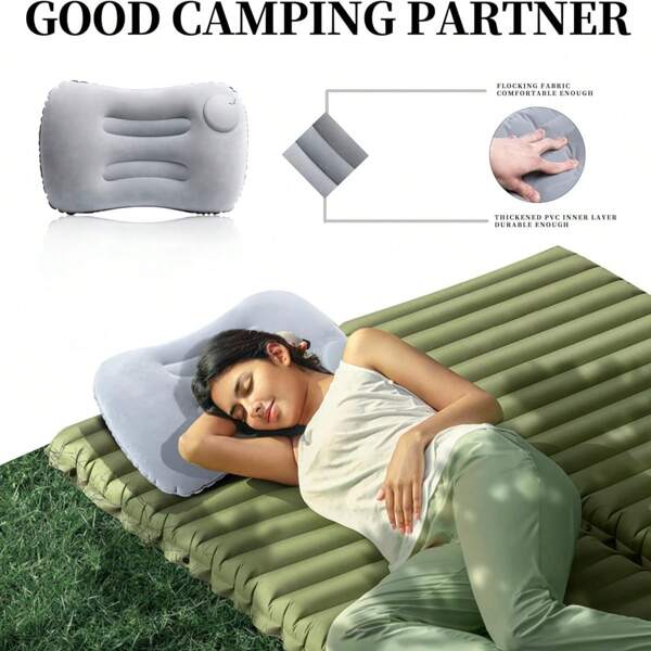 1pc Ultralight Inflatable Camping Pillow - Inflatable Pillow For Camping, Hiking And Backpacking - Press-Style Inflation Design, More Safe And Healthy - Compact Design, Suitable For Hiking And Backpacking Trips