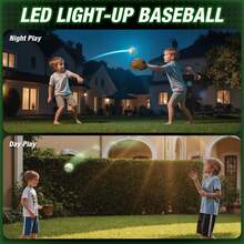 Kids Baseball Glove With Light Up Baseball/LED Rechargeable, 9 Lighting Modes Official Size Leather Weighted Glow Baseballs For Day Night, Sport Toys Games Gifts For Youth Boys - 手套+棒球 - 查看 3