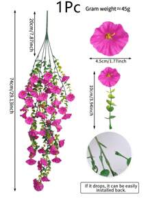 1/2/4PCS Artificial Flower UV Resistant Hanging Plant Silk Morning Glory Vine Eucalyptus Leaves Green Plant Decoration Anniversary Birthday Graduation Wedding Party Outdoor Family Room Porch Garden Courtyard Wall Spring/Summer Decoration