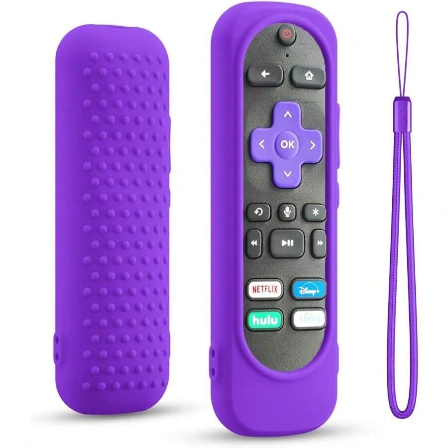 Silicone Case Cover For  Hisense Roku Streaming TV Stick Remote Shockproof Washable Remote Cover Pink Red Black Purple Purple - 紫色 - 查看 1