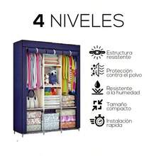 Closet Armable, Armario Organizador, Rack Organizador con Lona Anti-Polvo, Para Ropa, Bolsas y Zapatos, Fácil de Armar, Compacto, Para Habitación - azul real - Ver 9