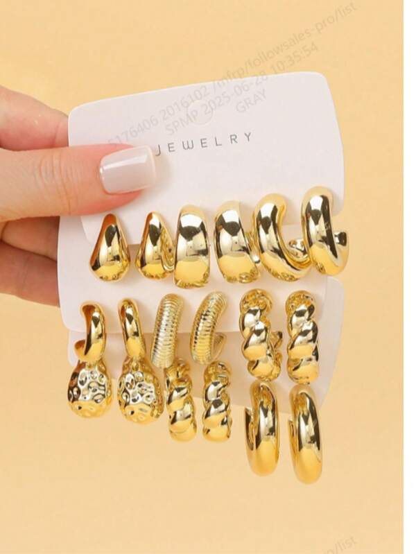 18pcs Fashion Minimalist Waterdrop Earrings Set, Lightweight All-Season Jewelry, Suitable For Women's Daily Wear, Casual And Versatile
