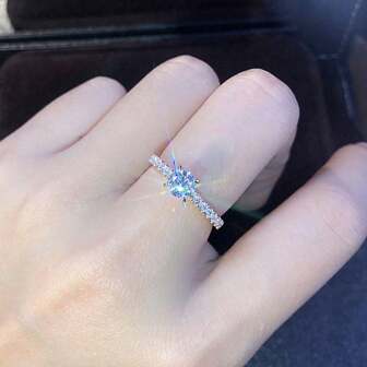 1pc Minimalist Zirconia Stone Ring, Suitable For Daily Wear