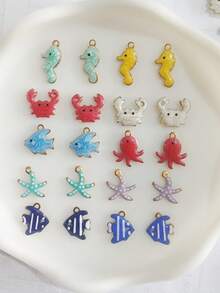 5/10 chiếc Vòng tay, vòng cổ, lắc chân, mặt dây chuyền trang sức bằng thép không gỉ nhiều màu sắc Lovely Ocean Series Starfish, Seahorse, Octopus DIY - Nhiều màu - Xem 8