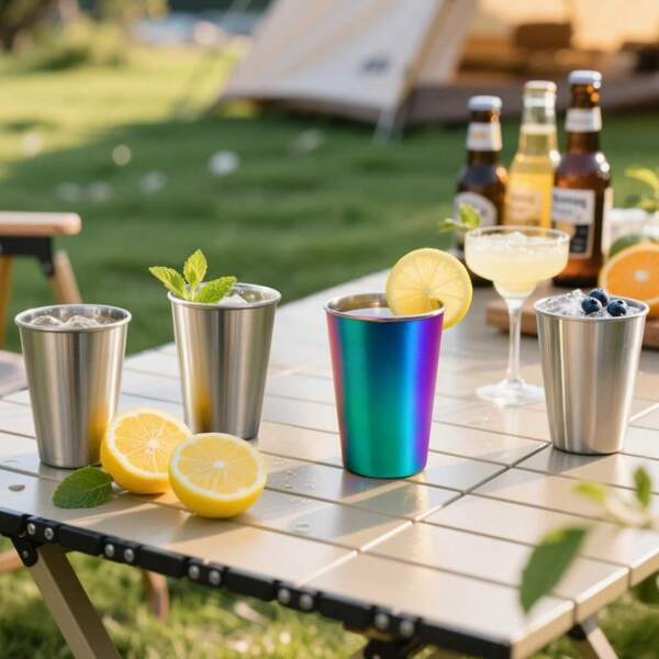 350ml/12oz Edelstahl Becher, Becher, Kaffeebecher, Bierbecher, stapelbare Edelstahl Bierkrüge, Edelstahl Wassertumbler für Zuhause, Partys, Camping, Outdoor, stapelbares Trinkglas, wiederverwendbar
