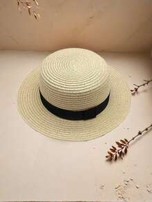 Sombreros de sol para mujer, sombrero de paja tipo boater de ala ancha, plegable y empaquetable para playa, talla ajustable (56-58cm) - Multicolor - Ver 14