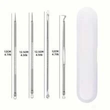4/8/11pcs/Set Of Acne Blackhead Needles, Black Spot Acne Remover, Skincare For Women, Beauty Acne Care, Pore Cleaning Needle Hook,Blackhead Remover,Beauty,Skin Care Products,Spa,Self Care,Skin Care Tools,Face Care,Esthetician Supplies,Skin,Face Wash,Facial - Silver - View 2