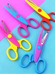 6/12 Pcs/Set Craft Scissors With Decorative Edges, ABS Resin Scrapbooking Scissors, 6 Patterns, Smooth Cutting, Fun And Colorful,School Supplies,Back To School