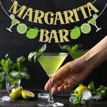 FOZEE Margarita Bar Banner, Margarita Party Decorations, Mexican Taco Bar Party Decorations, Margarita Decorations, Gold And Green Glitter - trắng - Xem 6