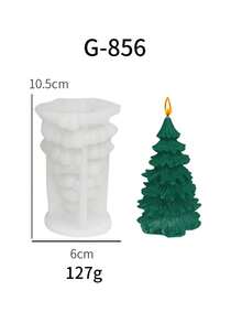 1pc Christmas Tree Candle Silicone Mold, Christmas Pine Cone Shaped Wax Candle, Handmade Soap Decoration - White - View 8