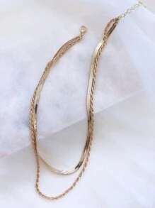 Conjunto de collar de doble capa a la moda, con cadena retorcida emparejada con cadena de hueso de serpiente, joyería para uso diario y vacaciones
