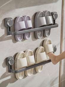 No-Drill Bathroom Shoe Organizer – Strong Suction Cup Mount – Holds 3-4 Pairs – Space-Saving Design