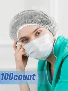 100pcs/Pack Disposable Bouffant Caps, Unisex Non-Woven Hairnets, Suitable For Food Service Personnel, Salons, Kitchens As Dust Caps - Multicolor - View 7