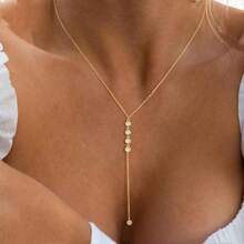 1PC Fashion Exquisite Gold Necklace 14K Gold Plated Pendant Necklace Gold Lariat Necklace Simple Chain Necklace Bridal Gift - Gold - View 3