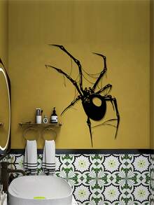 1PC Large Halloween Spider Wall Decal - Creepy Black PVC Sticker, Removable & Self-Adhesive For Living Room, Bedroom, Entryway Decor - Traditional Cartoon Style, Halloween Decorations Halloween Decor Christmas Decoration Thanksgiving Wedding Home Decor Home Decor Fall Decor Autumn Decor Birthday Decorations For Gifts Party Supplies Indoor Holiday Festival Decor Wall Decor Halloween Ornaments - Black - View 3