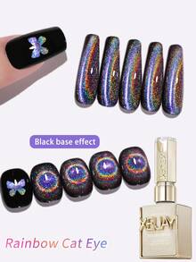 XEIJAYI 1Pc 15Ml Rainbow Cat's Eye Nail Polish Soak Off UV LED Gel Varnish Nail Art For Women DIY-No Magnetic Stick Included - 粉色 - 查看 7