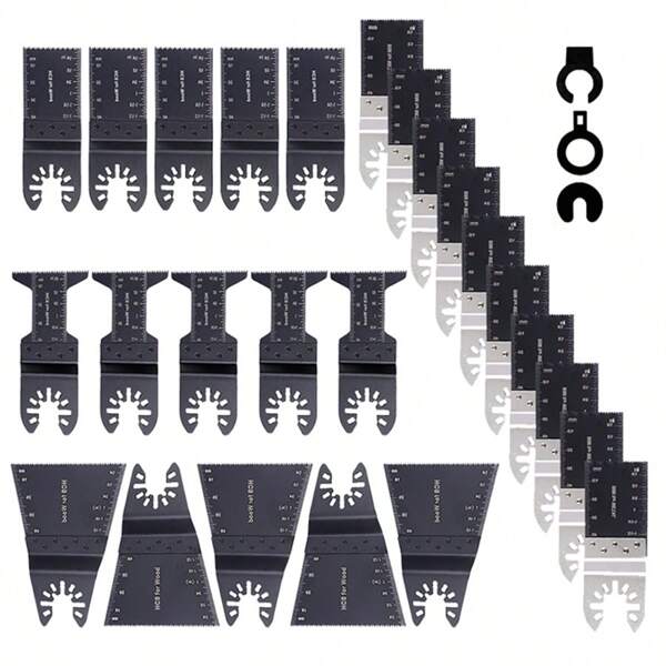 28Pcs Metal Wood Oscillating Tool Blade Quick Change Oscillating Multi Tool Saw Blade With Sandpaper Renovation Cutting Tool