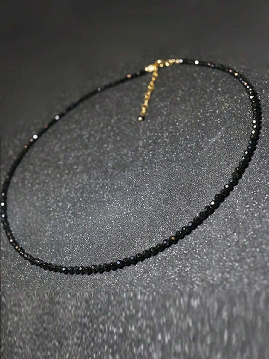 1pc Wheel Shaped Violet Mini Bead Necklace Choker, Lightweight Luxury Necklace, Versatile Daily Wear, INS Style