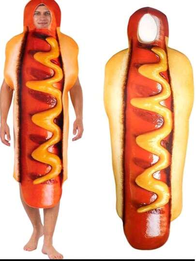 Nezababy Halloween Hot Dog Costume, Funny Food Outfit, Unisex Adult Cosplay