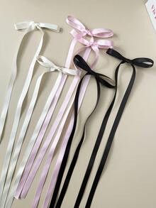 1件天鹅绒发饰，长尾蝴蝶结发夹，可爱发夹，马尾夹，鳄鱼夹，爪夹，发夹，发卡，发饰，发卡，发饰，学习用品