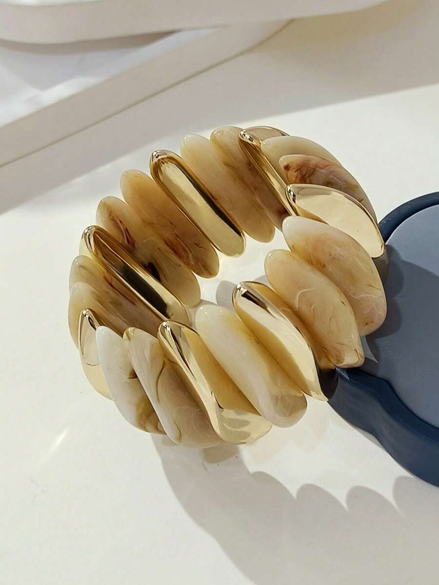 1 buah Gelang Manik Akrilik Tebal Gaya Bohemian Vintage Modis dan Berlebihan untuk Wanita