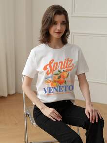 1 件女童休闲太阳图案印花圆领短袖 T 恤上衣，青少年夏季学生服装 - 激发想象力和自我表达