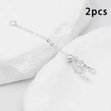 2pcs Heart-Shaped Extender Chain, Copper Adjustable Extensible Chain Connector For DIY Jewelry Making, Used For Necklaces, Anklets, Key Chains