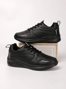 Modische lässige Sport Sneaker für Teenager, Schnürsneaker zum Laufen, schwarzes Stoffobermaterial leicht zu reinigen, EVA-Sohle leicht und bequem rutschfest und langanhaltend, geeignet für den täglichen Gebrauch, alle Jahreszeiten