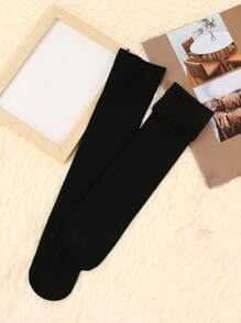 1 para damskich czarno-brązowych skarpet śnieżnych, ciepłe skarpety podłogowe z podszewką termiczną, codzienne skarpety domowe do połowy łydki i za kolano, zimowe, Y2K