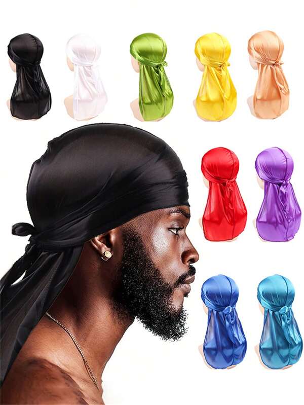 Hochwertige Seide Durag - Glatte Seide Durag für Männer & Frauen, lange doppelt breite Bänder, außenliegende dreifach genähte Durag, Rückkehr zur Schule, Reise-Urlaubsartikel, Haarzubehör für Frauen