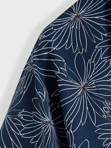 Herren Kurzarm Poloshirt mit Blume Muster, modisch für den Sommer - Blau - Übersicht 5