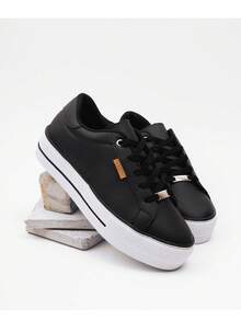 Platform Sneakers Casual Everyday Low Top  Extremely Comfortable And Lightweight - Black and White - View 2