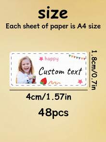 48-480pcs Customized Photo & Text Label Stickers, Clothing Stickers, Personalized Name Label Stickers, Mailing Labels, Camping Labels, Invitation Labels - Style a - View 3