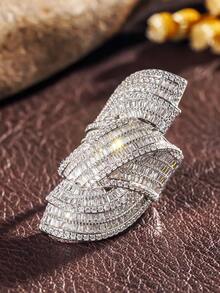 1 chiếc nhẫn đính đá CZ, thích hợp làm quà tặng cho đám cưới, ngày Valentine và các dịp khác. - 1 # - Xem 5