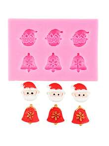 1pc Christmas Snowman & Bell Shaped Silicone Mold, DIY Craft Candle, Soap Making, Baking Decoration