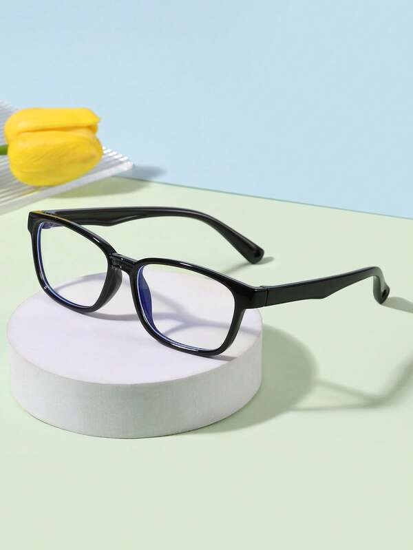 1 szt. Okulary przeciwsłoneczne dla nastolatków w wieku 14-16 lat, czarne, akrylowe, płaskie, w swobodnym, uniwersyteckim stylu, prostokątne, modne, z filtrem światła niebieskiego, do codziennego użytku i do szkoły