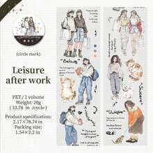 1 Roll Creative Student Diary DIY Material, Base Collage Tape, Office Worker Series, Suitable For Gifts, Office, Home, Marking, Labeling, Classroom, Entertainment Toys, Student Diary Creative Retro Scrapbooking Material, DIY Decorative Stickers, School Supplies, Back To School