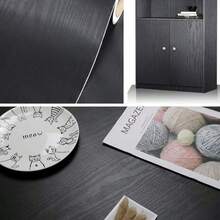 1 卷黑色木纹壁纸可移除自粘壁纸餐厅酒店防水防污易清洁现代客厅墙面装饰家居装饰 DIY 宿舍出租房家具改造装饰 15.7 英寸 X 39.3/118.1/196.8 英寸